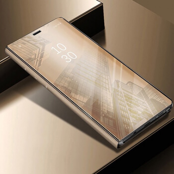Zrcadlový silikonový flip obal pro Samsung Galaxy A50 A505F - zlatý
