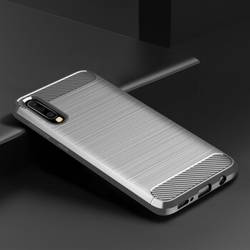 Ochranný silikonový obal karbon pro Samsung Galaxy A50 A505F - šedý