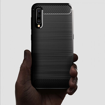 Ochranný silikonový obal karbon pro Samsung Galaxy A50 A505F - červený