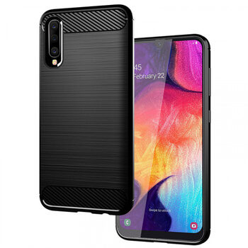 Ochranný silikonový obal karbon pro Samsung Galaxy A50 A505F - červený