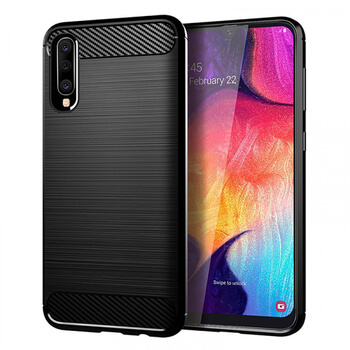 Ochranný silikonový obal karbon pro Samsung Galaxy A70 A705F - černý