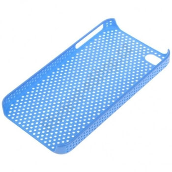 Plastový dirkovaný ochranný kryt pro Apple iPhone 4/4S - světle modrý