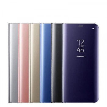 Zrcadlový plastový flip obal pro Samsung Galaxy A20e A202F - růžový