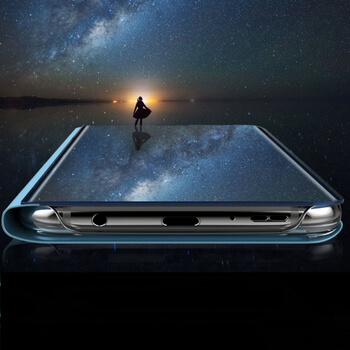 Zrcadlový plastový flip obal pro Samsung Galaxy A20e A202F - stříbrný