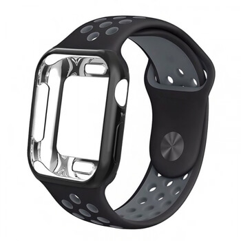 Silikonový obal s páskem pro chytré hodinky Apple Watch 40 mm (4.série) - černý