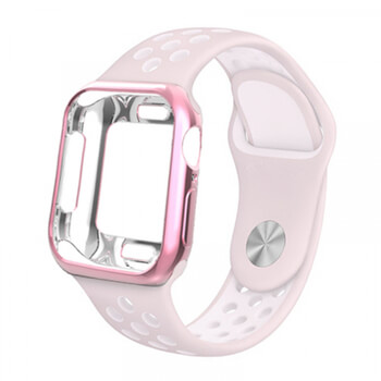 Silikonový obal s páskem pro chytré hodinky Apple Watch 40 mm (4.série) - růžový