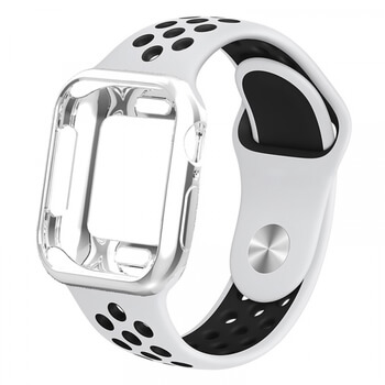Silikonový obal s páskem pro chytré hodinky Apple Watch 44 mm (4.série) - bílý