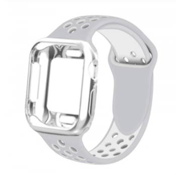 Silikonový obal s páskem pro chytré hodinky Apple Watch 44 mm (4.série) - šedý
