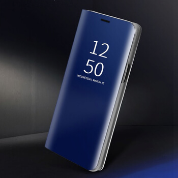 Zrcadlový silikonový flip obal pro Honor 20 Lite - modrý