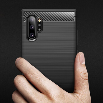 Ochranný silikonový obal karbon pro Samsung Galaxy Note 10+ N975F - černý