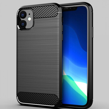 Ochranný silikonový obal karbon pro Apple iPhone 11 - černý