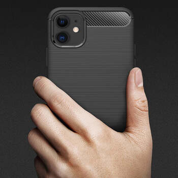 Ochranný silikonový obal karbon pro Apple iPhone 11 - černý