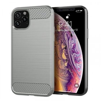 Ochranný silikonový obal karbon pro Apple iPhone 11 Pro Max - šedý