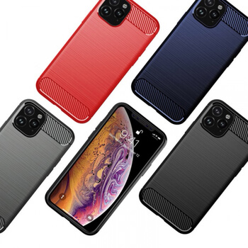 Ochranný silikonový obal karbon pro Apple iPhone 11 Pro Max - šedý