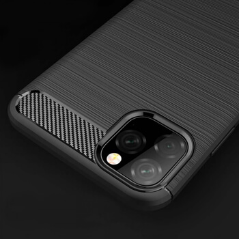Ochranný silikonový obal karbon pro Apple iPhone 11 Pro Max - tmavě modrý