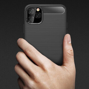 Ochranný silikonový obal karbon pro Apple iPhone 11 Pro Max - tmavě modrý