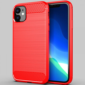 Ochranný silikonový obal karbon pro Apple iPhone 11 - červený