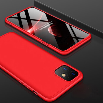 Ochranný 360° celotělový plastový kryt pro Apple iPhone 11 - červený