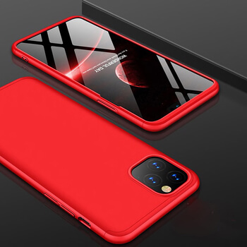 Ochranný 360° celotělový plastový kryt pro Apple iPhone 11 Pro - červený