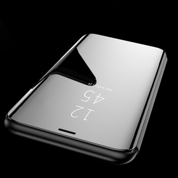 Zrcadlový plastový flip obal pro Xiaomi Redmi Note 8 - stříbrný