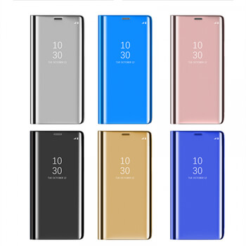 Zrcadlový plastový flip obal pro Xiaomi Redmi Note 8 Pro - stříbrný