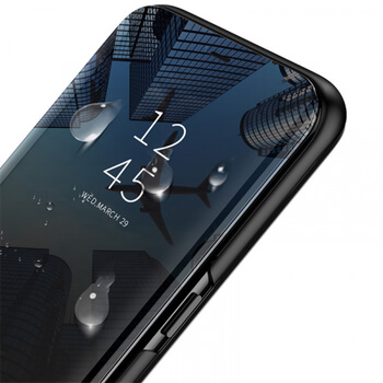 Zrcadlový plastový flip obal pro Xiaomi Redmi Note 8 Pro - stříbrný