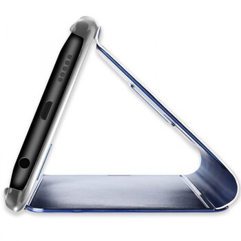 Zrcadlový plastový flip obal pro Xiaomi Redmi Note 8 Pro - stříbrný