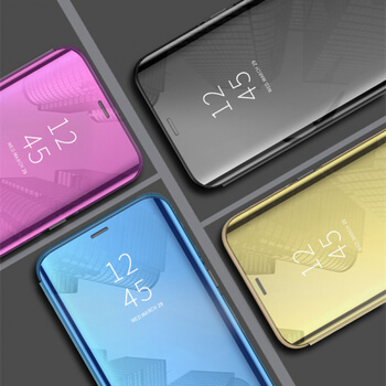 Zrcadlový plastový flip obal pro Xiaomi Redmi Note 8 Pro - stříbrný