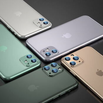 2v1 Ochranný hliníkový rámeček a ochranné sklo na zadní kameru pro Apple iPhone 11 - zlatý