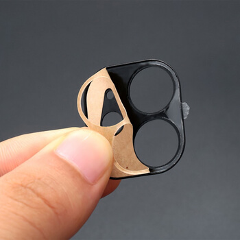 2v1 Ochranný hliníkový rámeček a ochranné sklo na zadní kameru pro Apple iPhone 11 - zlatý