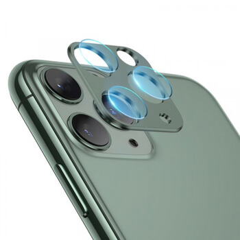 2v1 Ochranný hliníkový rámeček a ochranné sklo na zadní kameru pro Apple iPhone 11 Pro - zelený