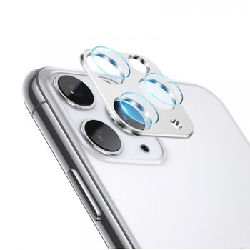 2v1 Ochranný hliníkový rámeček a ochranné sklo na zadní kameru pro Apple iPhone 11 Pro - stříbrný