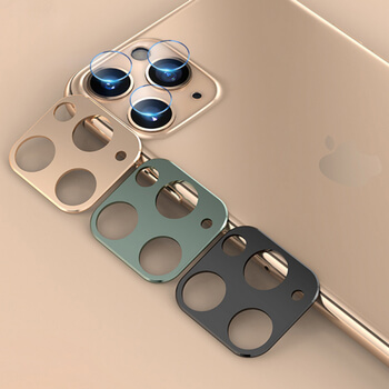 2v1 Ochranný hliníkový rámeček a ochranné sklo na zadní kameru pro Apple iPhone 11 Pro - zlatý