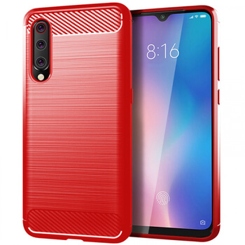 Ochranný silikonový obal karbon pro Xiaomi Mi 9 Lite - červený