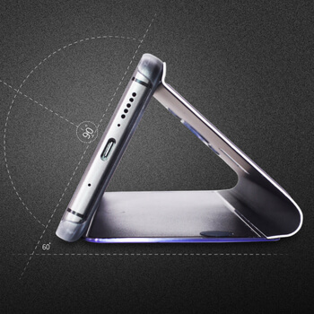 Zrcadlový plastový flip obal pro Huawei Nova 5T - černý