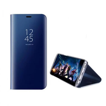 Zrcadlový plastový flip obal pro Honor 9X - modrý