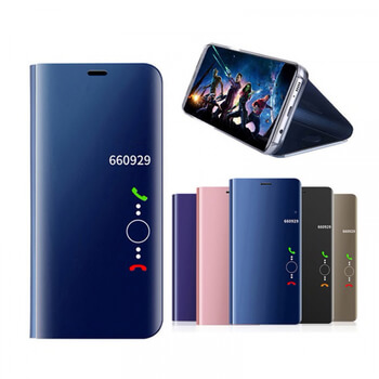 Zrcadlový plastový flip obal pro Honor 9X - stříbrný