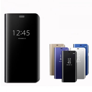 Zrcadlový plastový flip obal pro Honor 9X - stříbrný