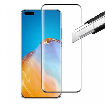 3x 3D ochranné tvrzené sklo pro Huawei P40 Pro - černé - 2+1 zdarma