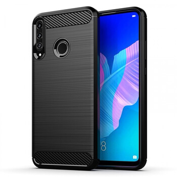 Ochranný silikonový obal karbon pro Huawei P40 Lite E - černý