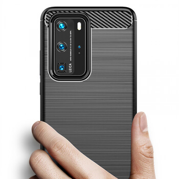Ochranný silikonový obal karbon pro Huawei P40 Pro - černý