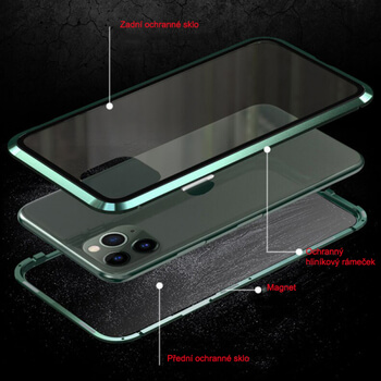 Ochranný kryt s hliníkovým magnetickým rámečkem a ochraným sklem pro Apple iPhone 11 Pro Max - černý