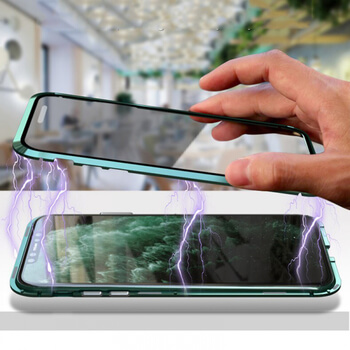 Ochranný kryt s hliníkovým magnetickým rámečkem a ochraným sklem pro Apple iPhone 11 Pro Max - černý