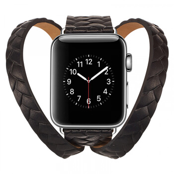 Luxusní pásek řemínek pro Apple Watch 38 mm (2.+3.série) z pravé kůže - černý