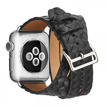 Luxusní pásek řemínek pro Apple Watch 42 mm (2.+3.série) z pravé kůže - černý