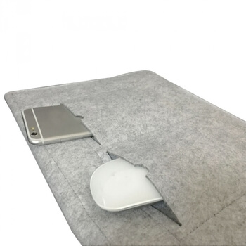 Ochranný filcový obal ,,DOPIS,, s koženými detaily pro Apple MacBook Air 13" (2018-2020) - šedý