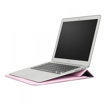 2v1 Pouzdro s magnetem a stojánkem z ekokůže pro Apple MacBook Air 13" (2012-2017) - světle růžové
