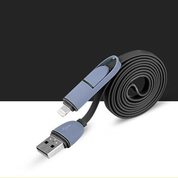 2v1 Multifunkční USB kabel Apple Lightning + Micro USB - bílý