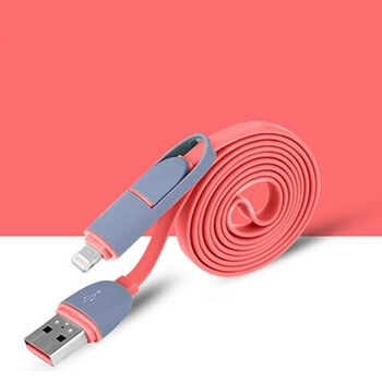 2v1 Multifunkční USB kabel Apple Lightning + Micro USB - bílý