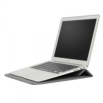 2v1 Pouzdro s magnetem a stojánkem z ekokůže pro Apple MacBook 12" - šedé